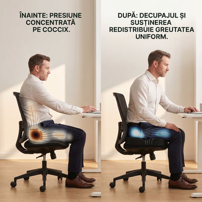 Perna Ortopedică HEY, CITIZEN! din Spumă cu Memorie și Gel pentru Scaun, Birou și Mașină | Pernă Ergonomică pentru Coccis