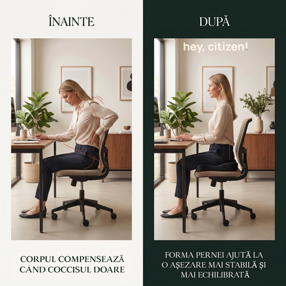 Perna Ortopedică HEY, CITIZEN! din Spumă cu Memorie și Gel pentru Scaun, Birou și Mașină | Pernă Ergonomică pentru Coccis
