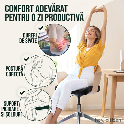 Perna Ortopedică HEY, CITIZEN! din Spumă cu Memorie și Gel pentru Scaun, Birou și Mașină | Pernă Ergonomică pentru Coccis