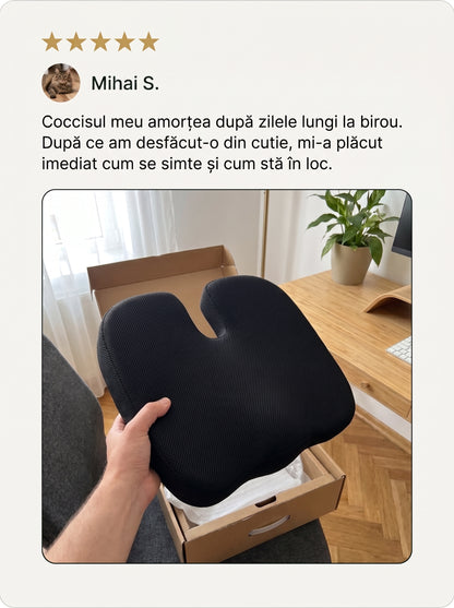 Perna Ortopedică HEY, CITIZEN! din Spumă cu Memorie și Gel pentru Scaun, Birou și Mașină | Pernă Ergonomică pentru Coccis